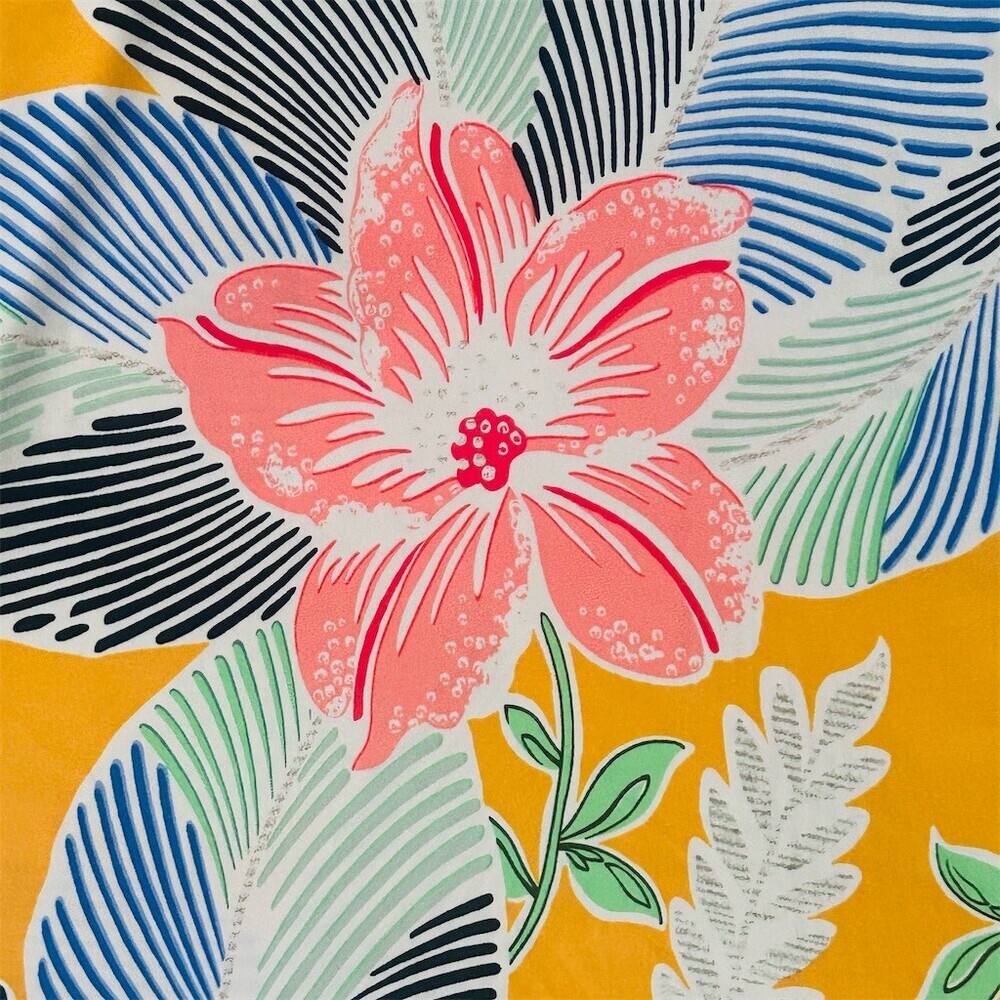 Ann Taylor Factory Dress Womens M Tropical Floral Leaf Faux Wrap Fit & - Picture 6 of 8